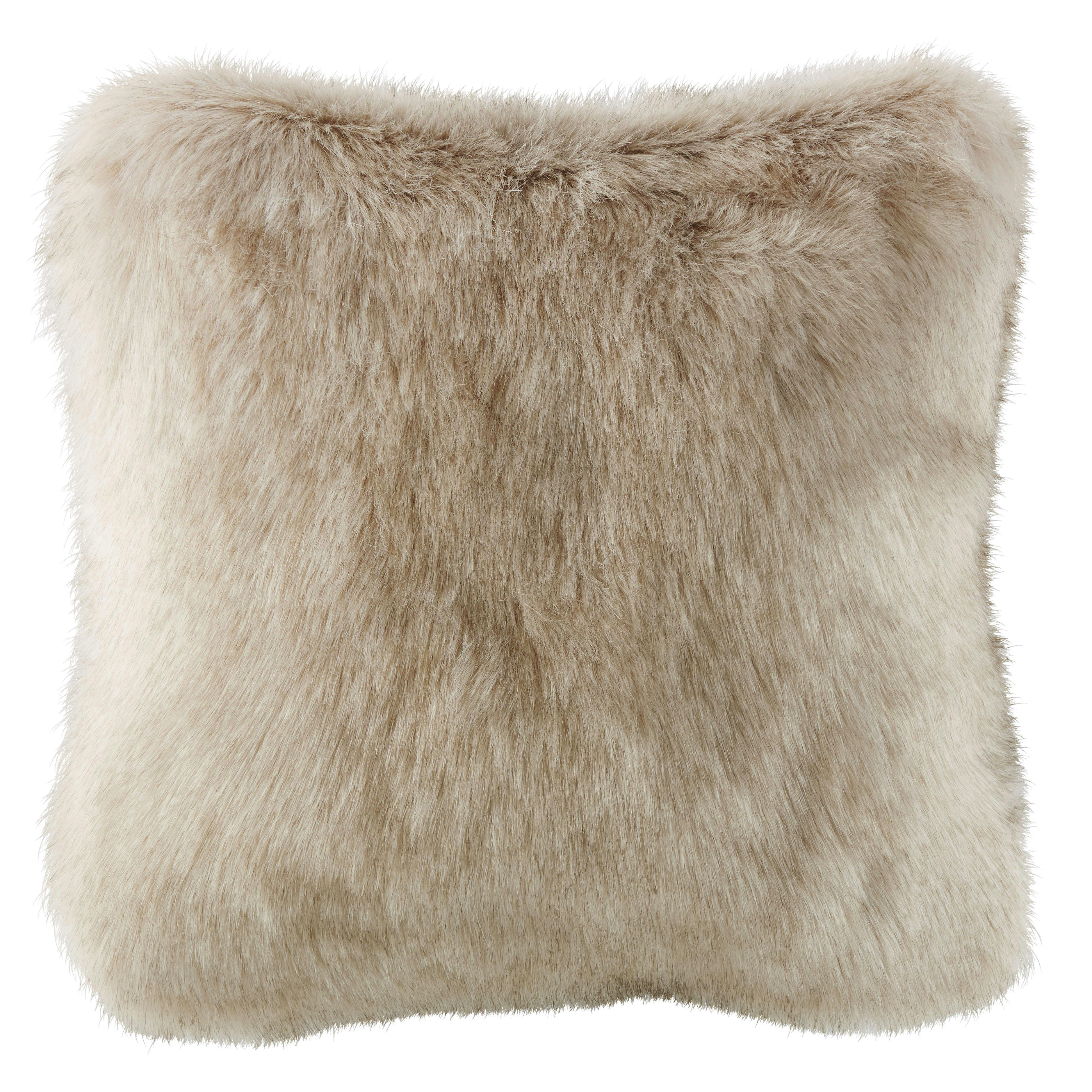 IMEON - Coussin imitation fourrure marron glacé 45x45