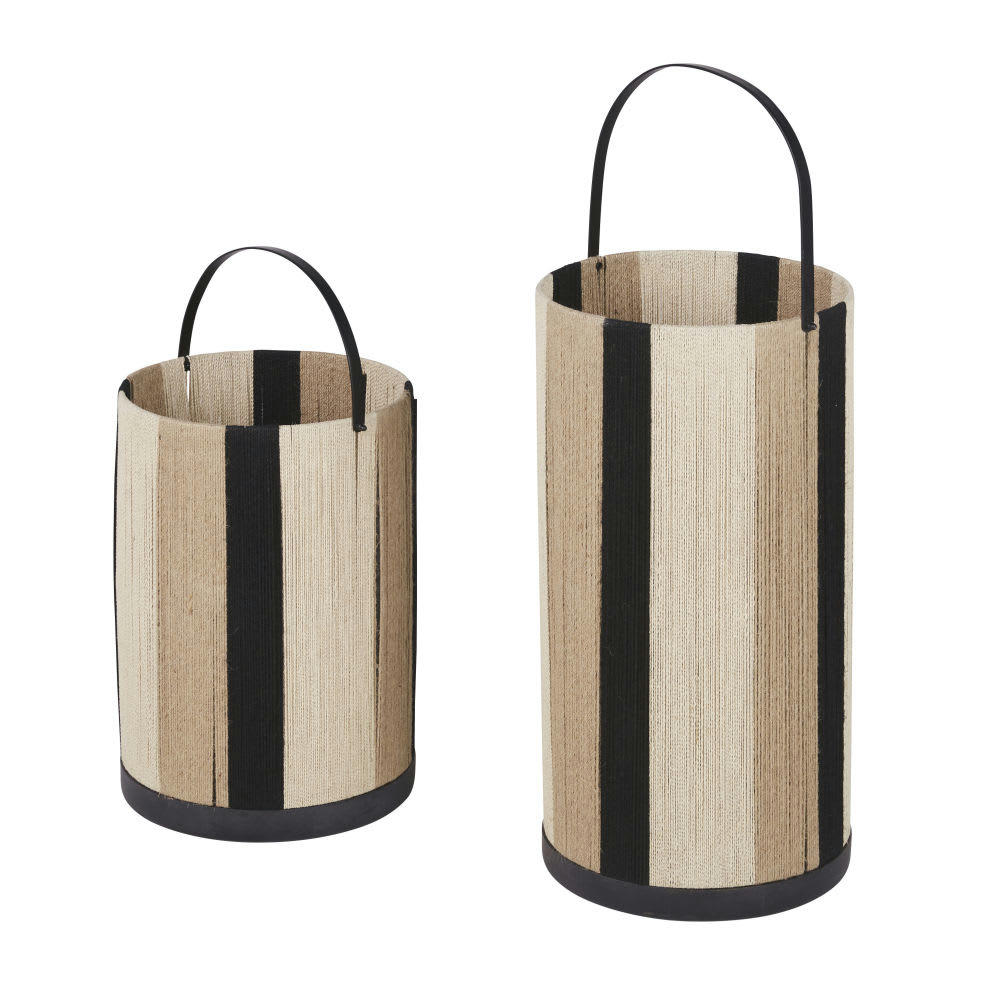 - Lanterne en bois de frêne et jute bicolore