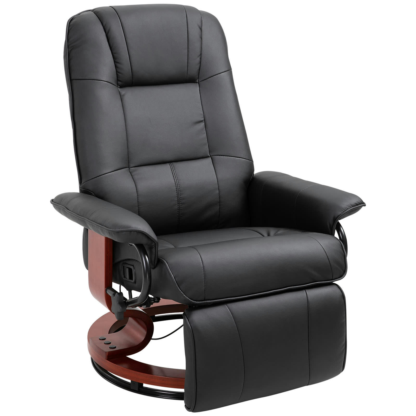 - Fauteuil relax inclinable pivotant bois revêtement synthétique noir