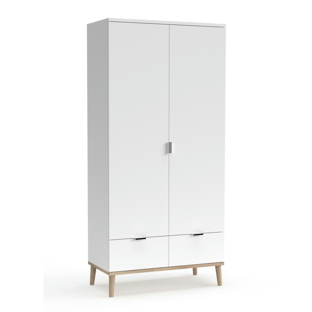 - Armoire de rangement 2 portes en bois Blanc 180x90x55cm