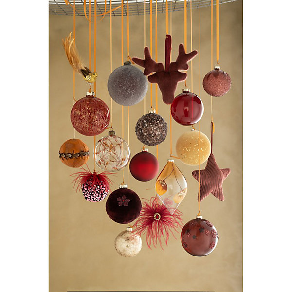 Boite de 4 boules de Noël en verre rouge 10x10x12 cm