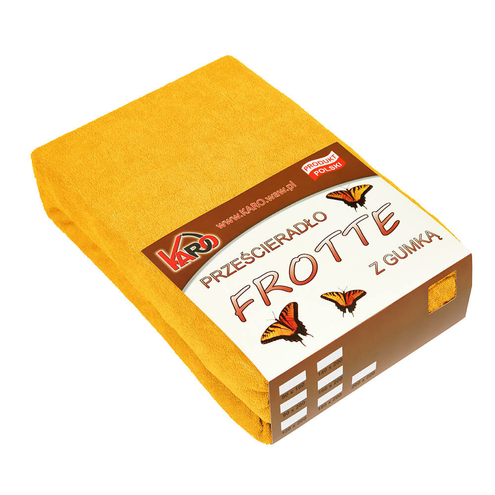 Prześcieradło frotte z gumką 90x200 musztardowe słoneczne