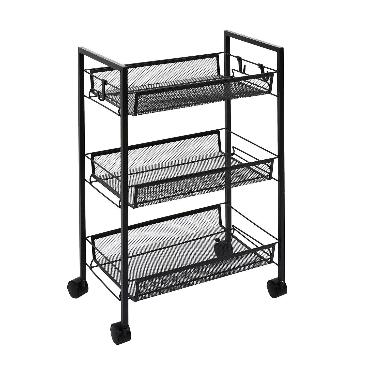 - Desserte à roulettes 3 étages en métal noir