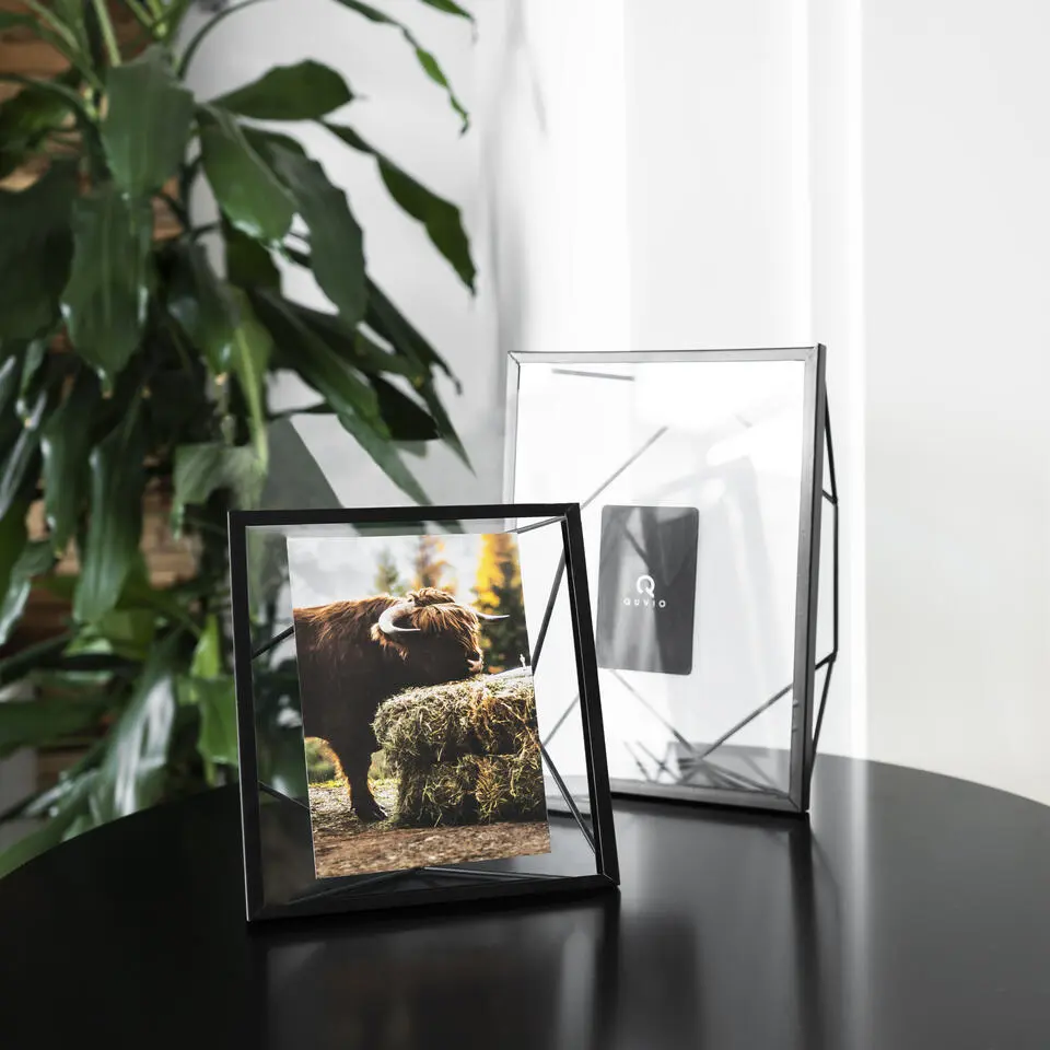 QUVIO Fotolijstje hexagon staal 15 x 15cm - Zwart