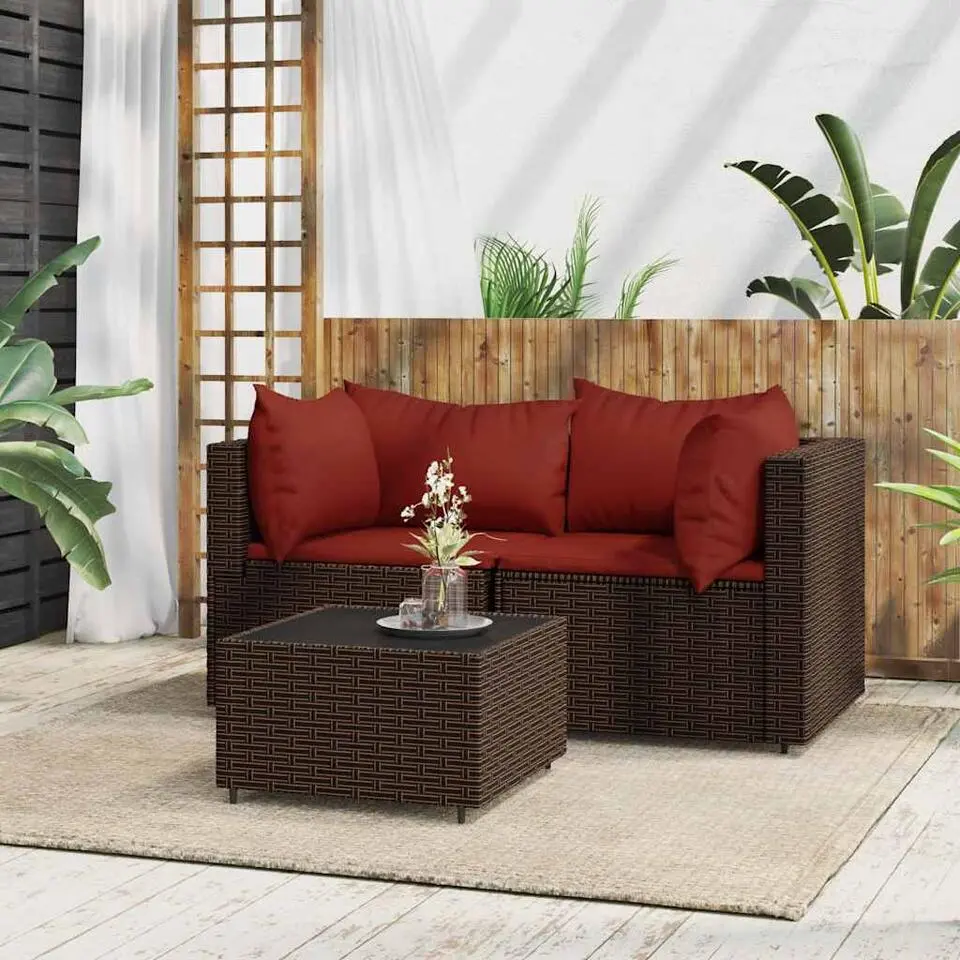 vidaXL - Loungeset - Bruin - Poly rattan