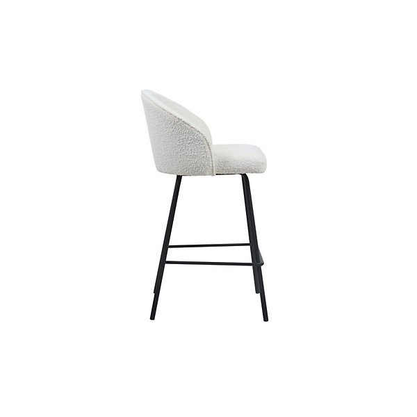 Chaise de comptoir Juni Bouclé Blanc, dimensions : H87 x L52 x P51 cm