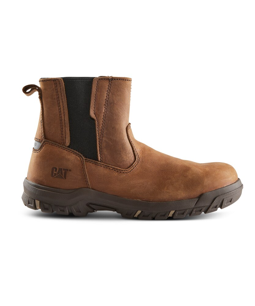 Caterpillar - CAT Women's Abbey 6 Inch Steel Toe Steel Plate Pull On Leather Safety Work Boots - Tan
