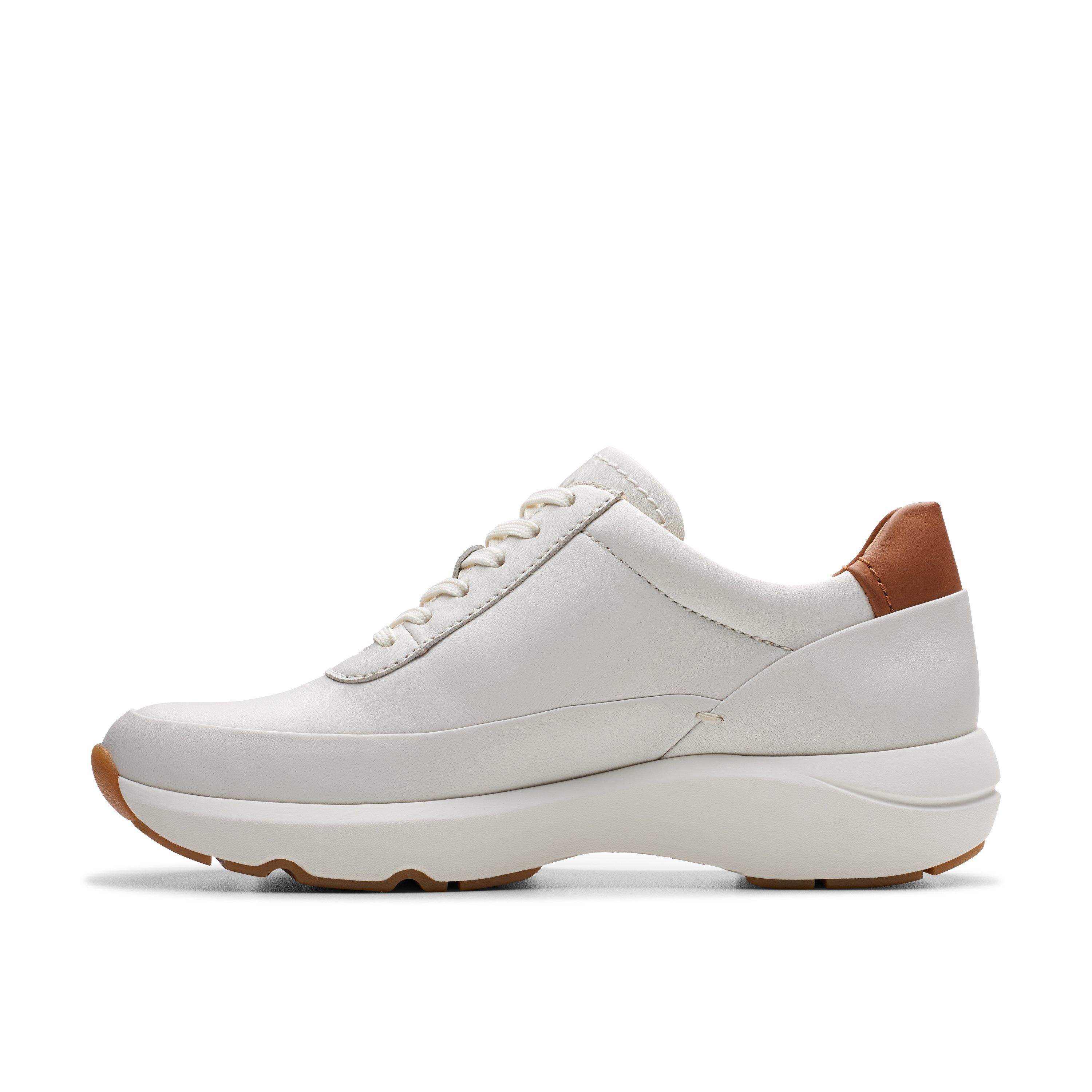 Clarks Tivoli Zip Off White Leather Trainers