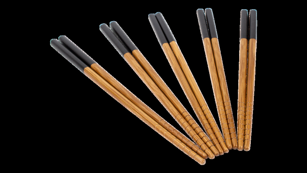 CANVAS Bamboo Wood Chopsticks with Black Top, Serves 5, 10-pc