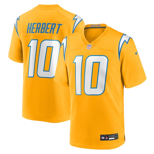 Justin Herbert Los Angeles Chargers Nike Youth Alternate Charger Power Game Player Jersey - Gold/Navy