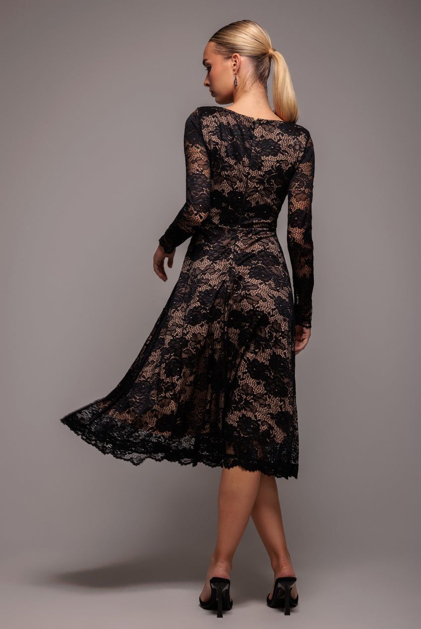 Goddiva Scalloped Lace A line Midi Dress
