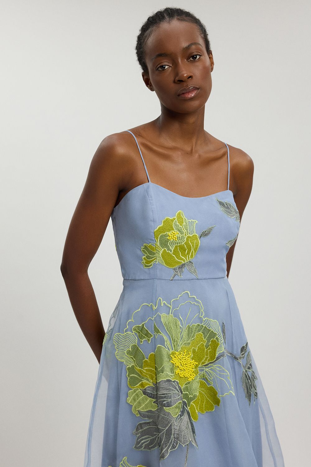 KarenMillen Floral Embroidered Organza Bandeau Dress