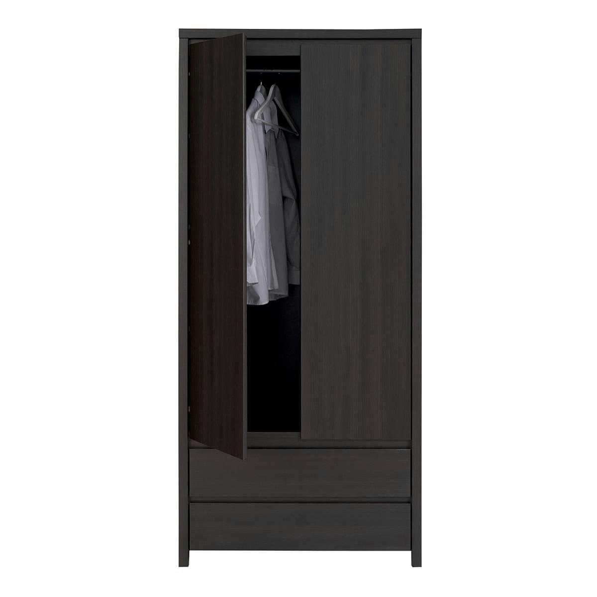 - Armoire 2 portes 2 tiroirs panneaux agglomérés naturel foncé
