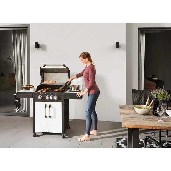 Gasgrill, 3 Brenner, Grillfläche: 62 x 43 cm, mit Unterwagen