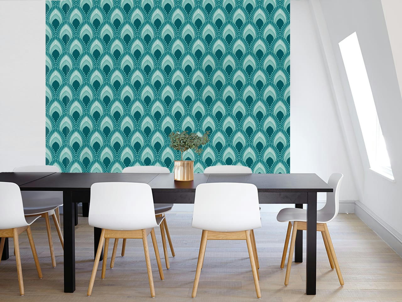 - Papier peint adhésif plumes de paon malachite 80cmx2m50