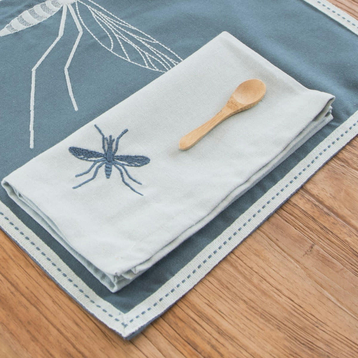 MOSQUITO - Sets de table (x4) coton  35x50 bleu paon