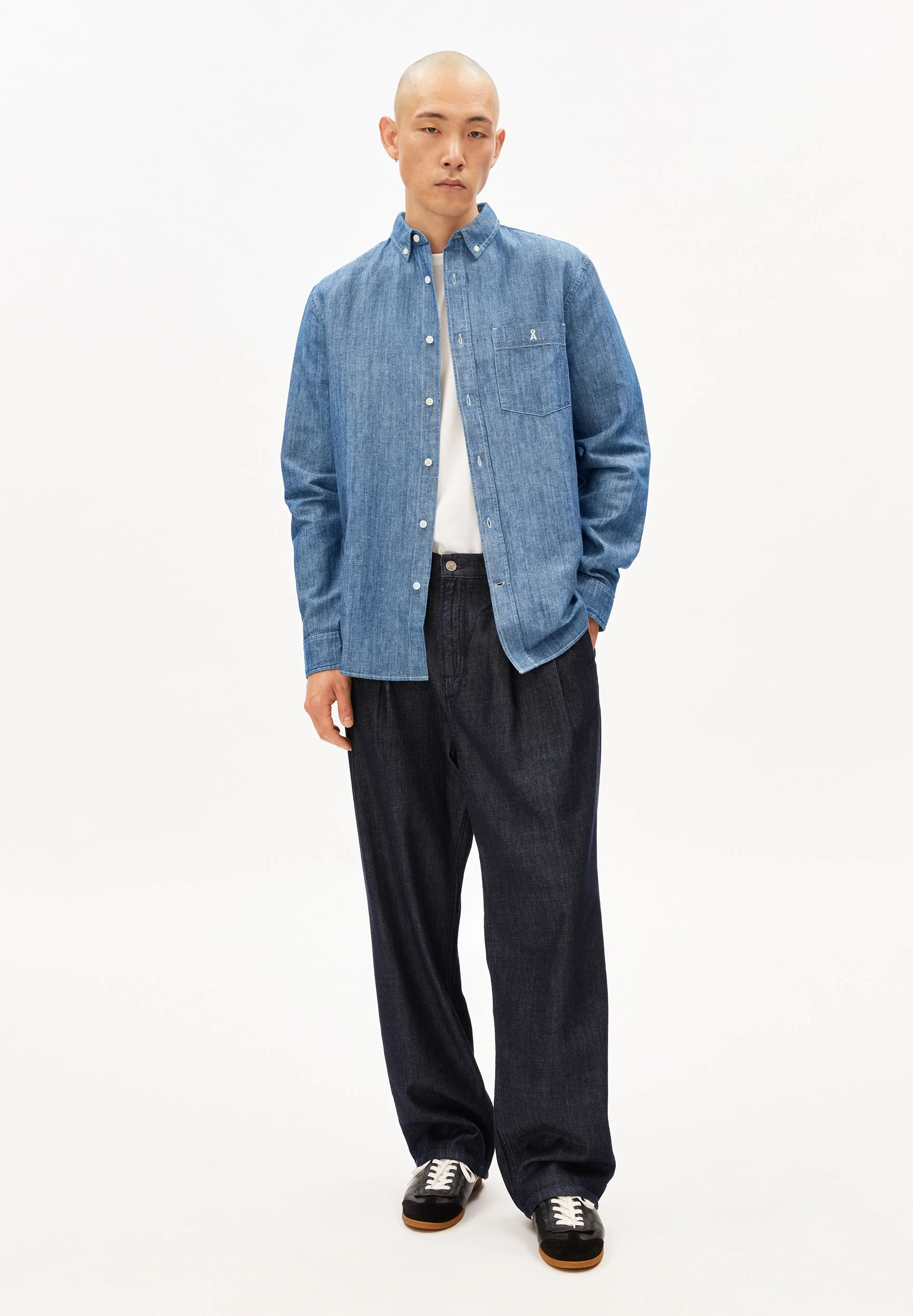 CHAMBRAY-LEINEN LANGARMHEMD