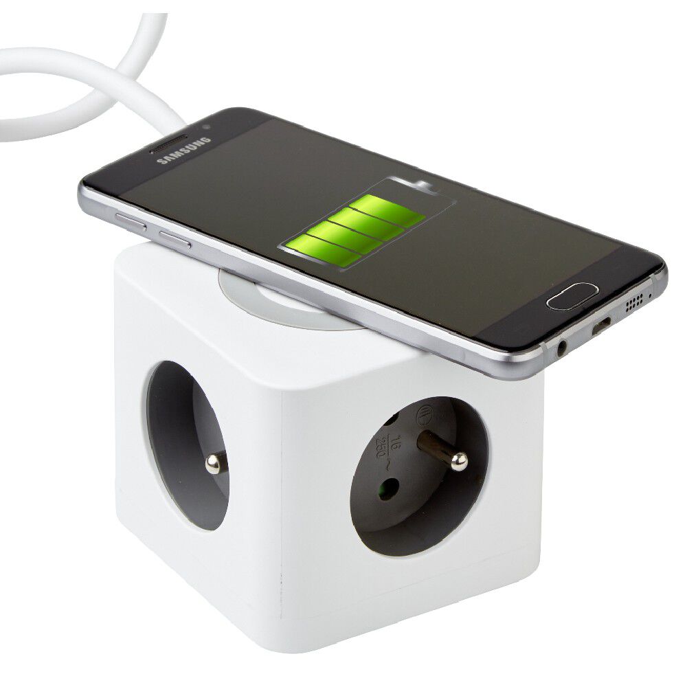 Bloc multiprise standard usb chargeur à induction carré blanc