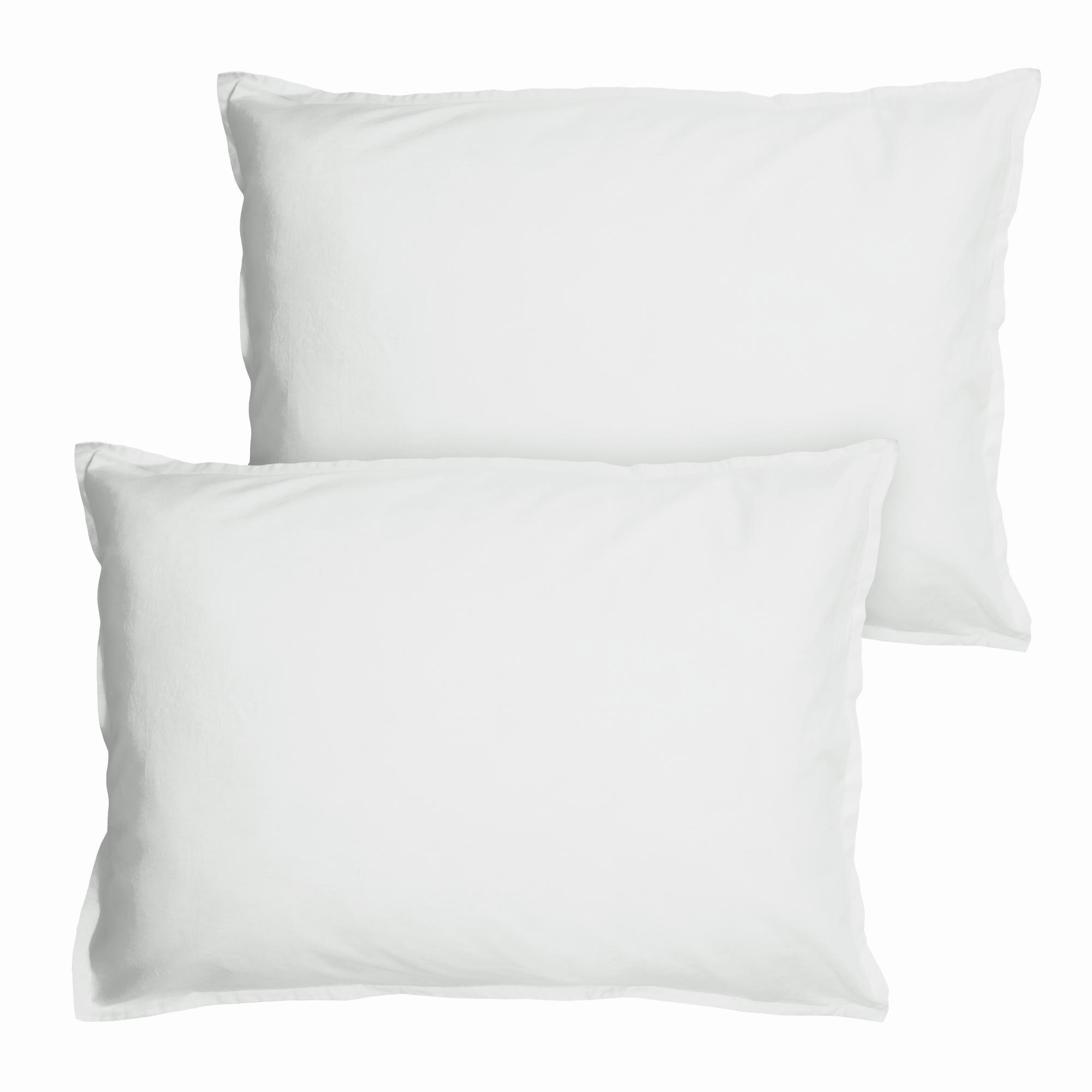 COTON LAVÉ VOLANT - Set de 2 taies d’oreiller unies finition volant Blanc 65x65cm