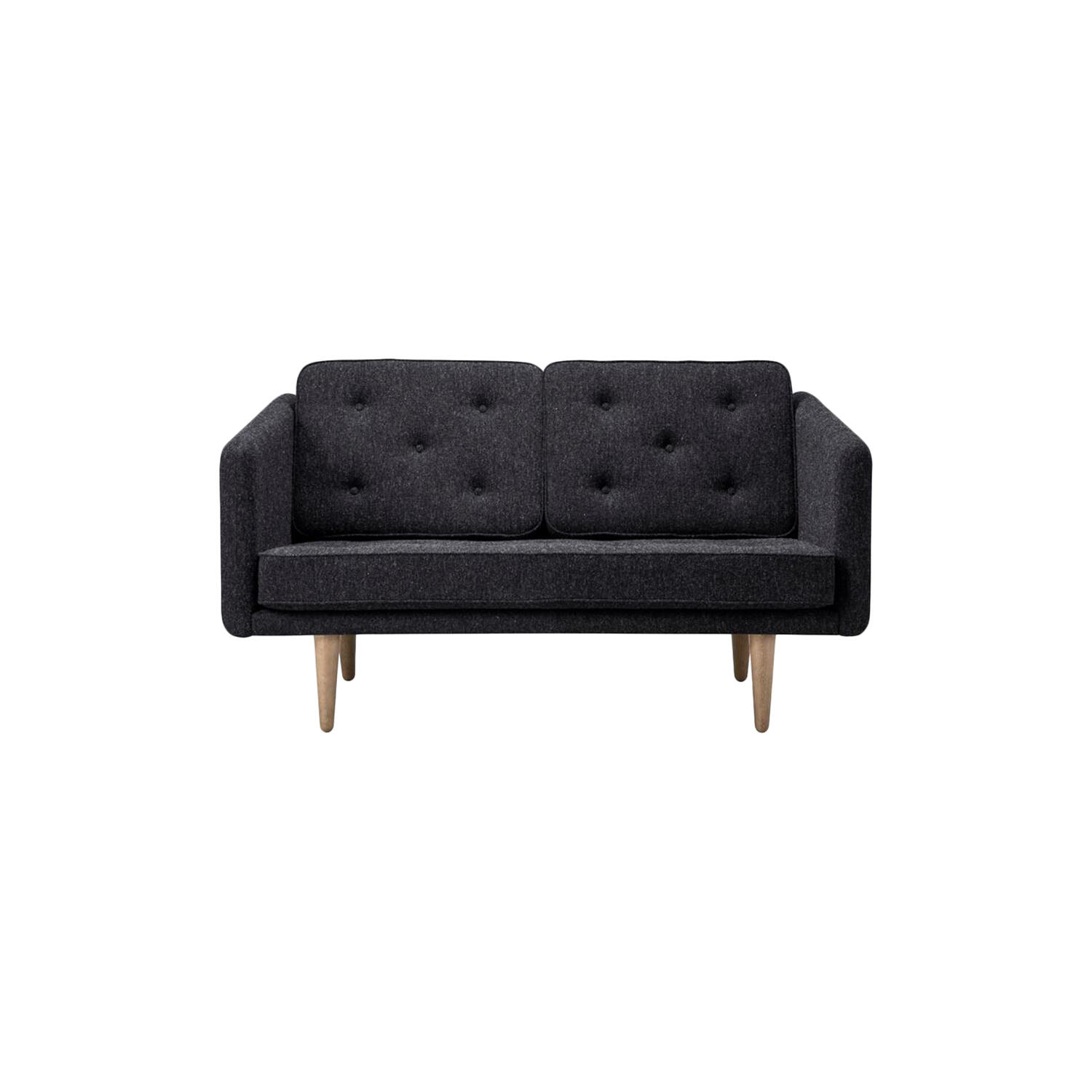 No. 1 2002 2 pers. sofa, mørkegr&aring;/s&aelig;bebehandlet eg