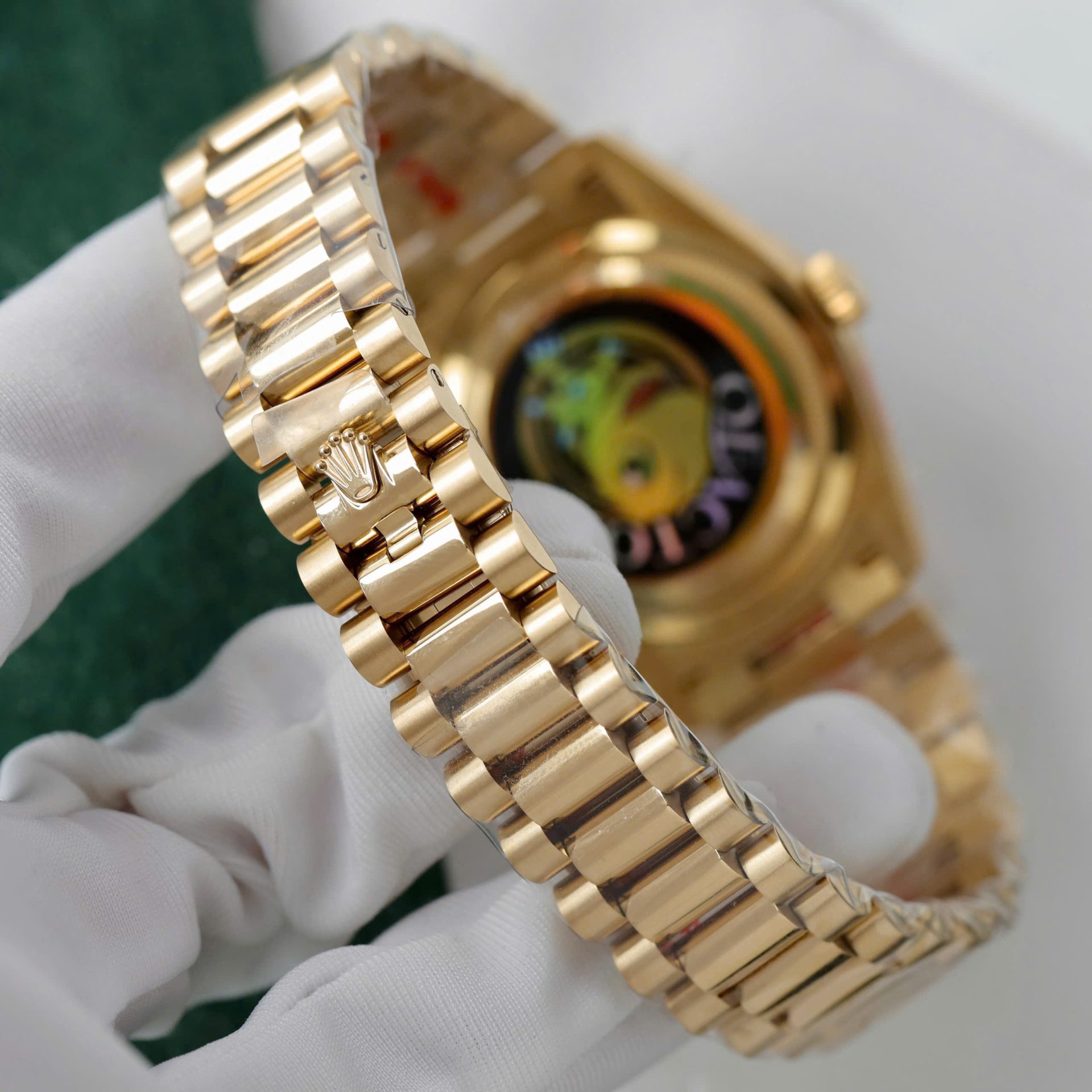 Rolex Day-Date YG Plated MOP Dial CZ Diamonds 36mm Super Clone