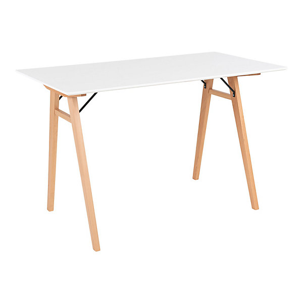 Bureau Vojens en Bois Blanc et Naturel 120x60x75 cm - élégance et Fonctionnalité