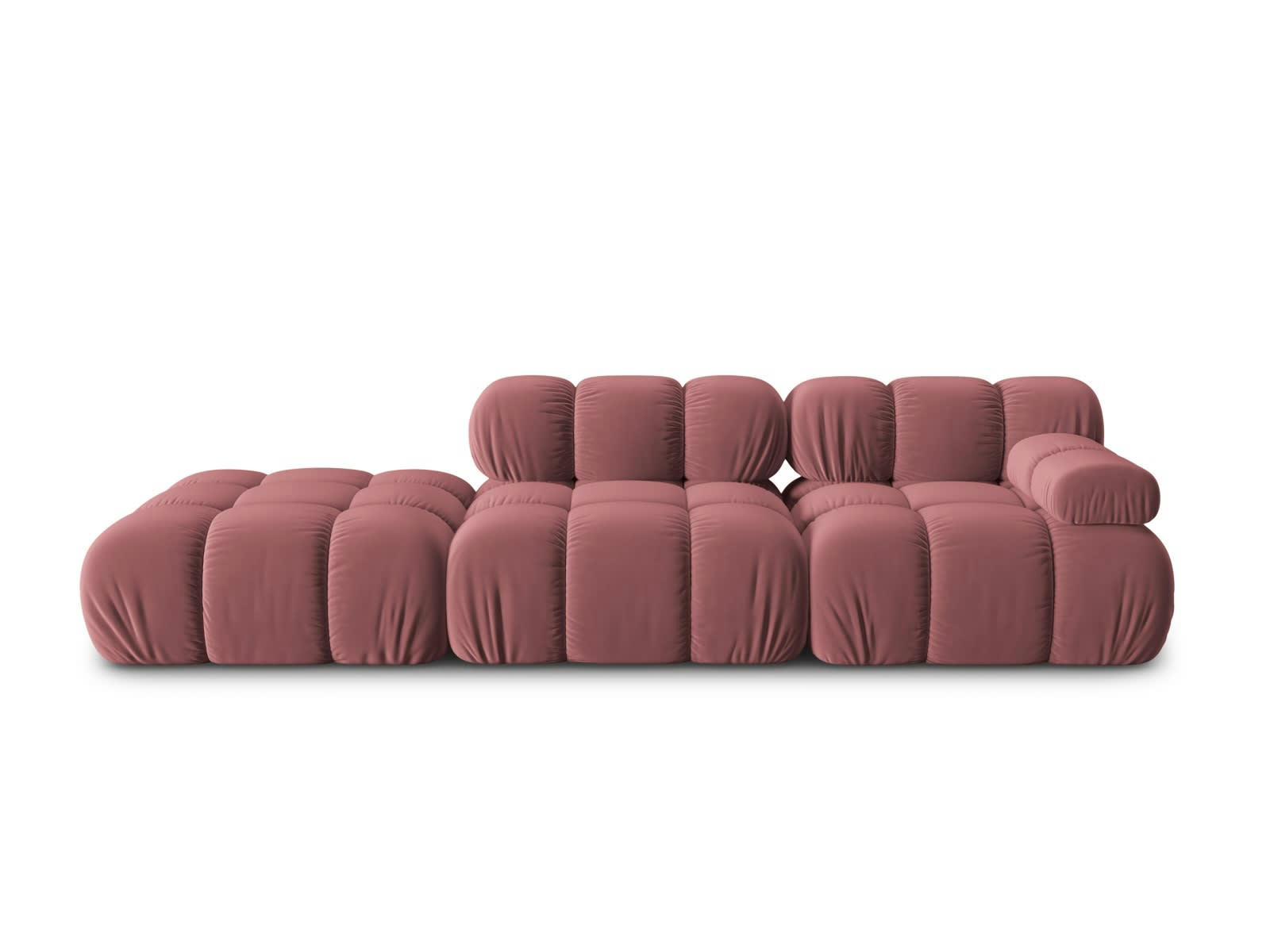 BELLIS - Canapé modulable gauche 4 places en tissu velours rose