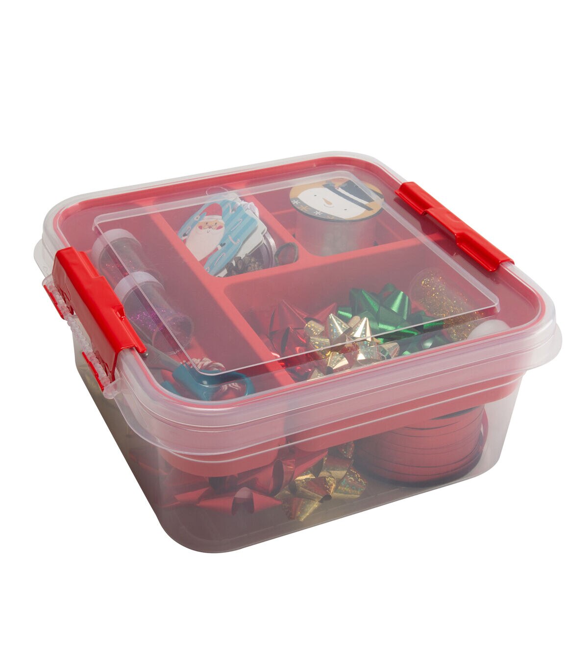 Simplify 9.5 x 4.5 Red 5 Compartment Gift Supply Storage Box