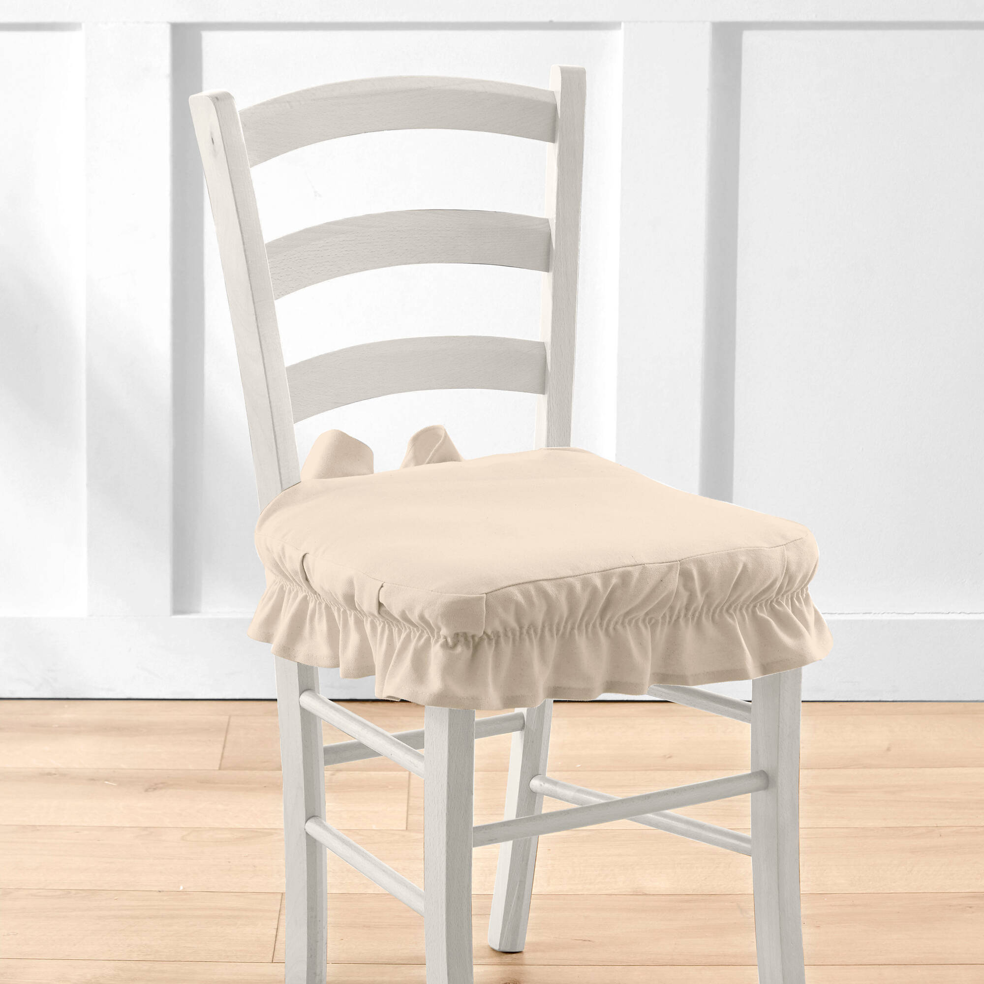 Housse chaise unie volantée coton bachette