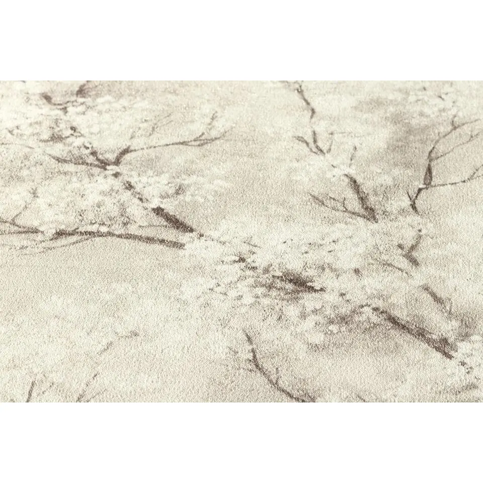 Livingwalls behang bloesemtak cr&egrave;me - 53 cm x 10.05 m