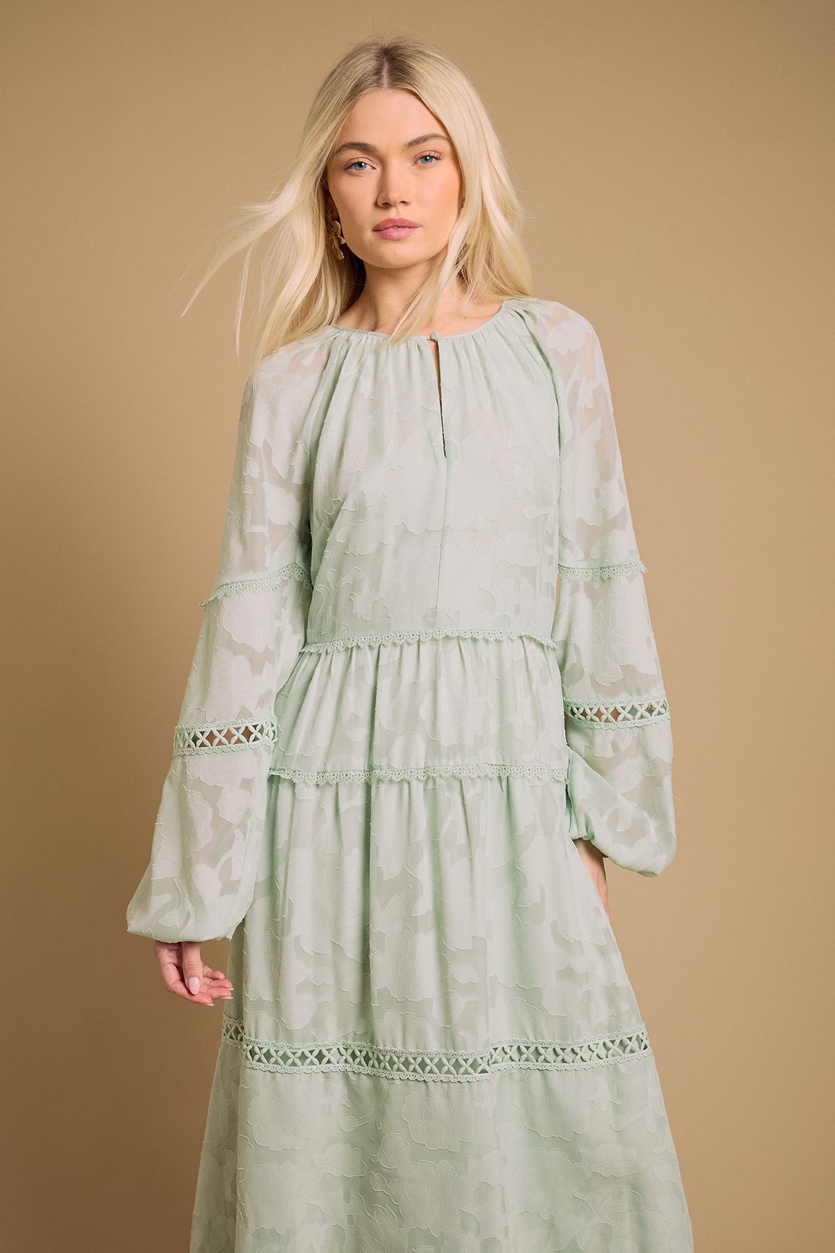 Oasis Lace Detail Smock Maxi Dress