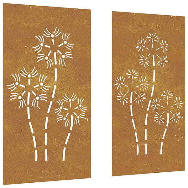 Décorations murales de jardin 2pcs 105x55 cm design de fleur