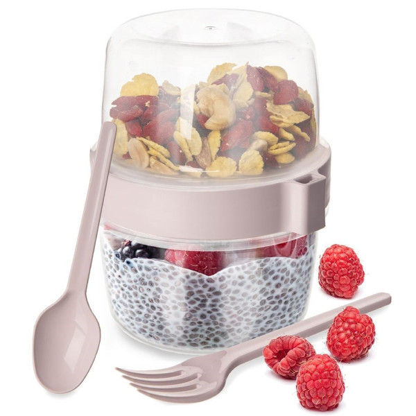 Pojemnik na jogurt z łyżeczką lunchbox kubek 370 ml