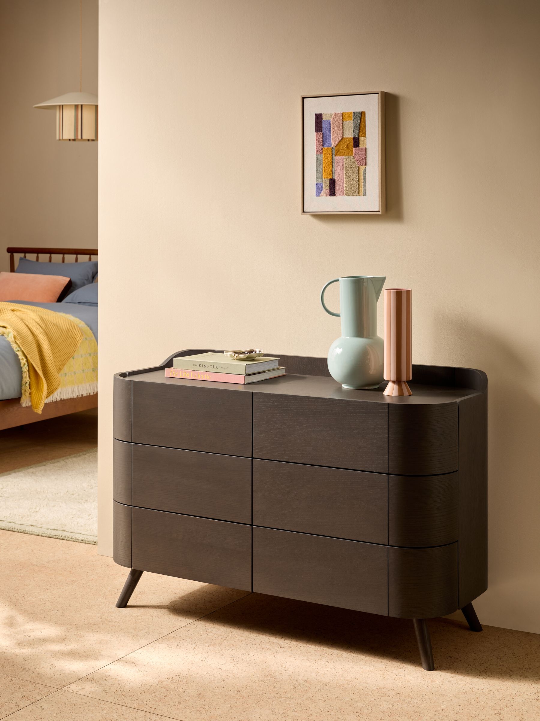 Odie 6 Drawer Chest of Drawers in Dark Stain Oak