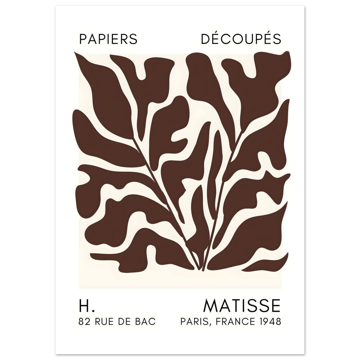 Artfulprints Poster Matisse – Seabed shapes brown  - 50x70 cm - Bruin