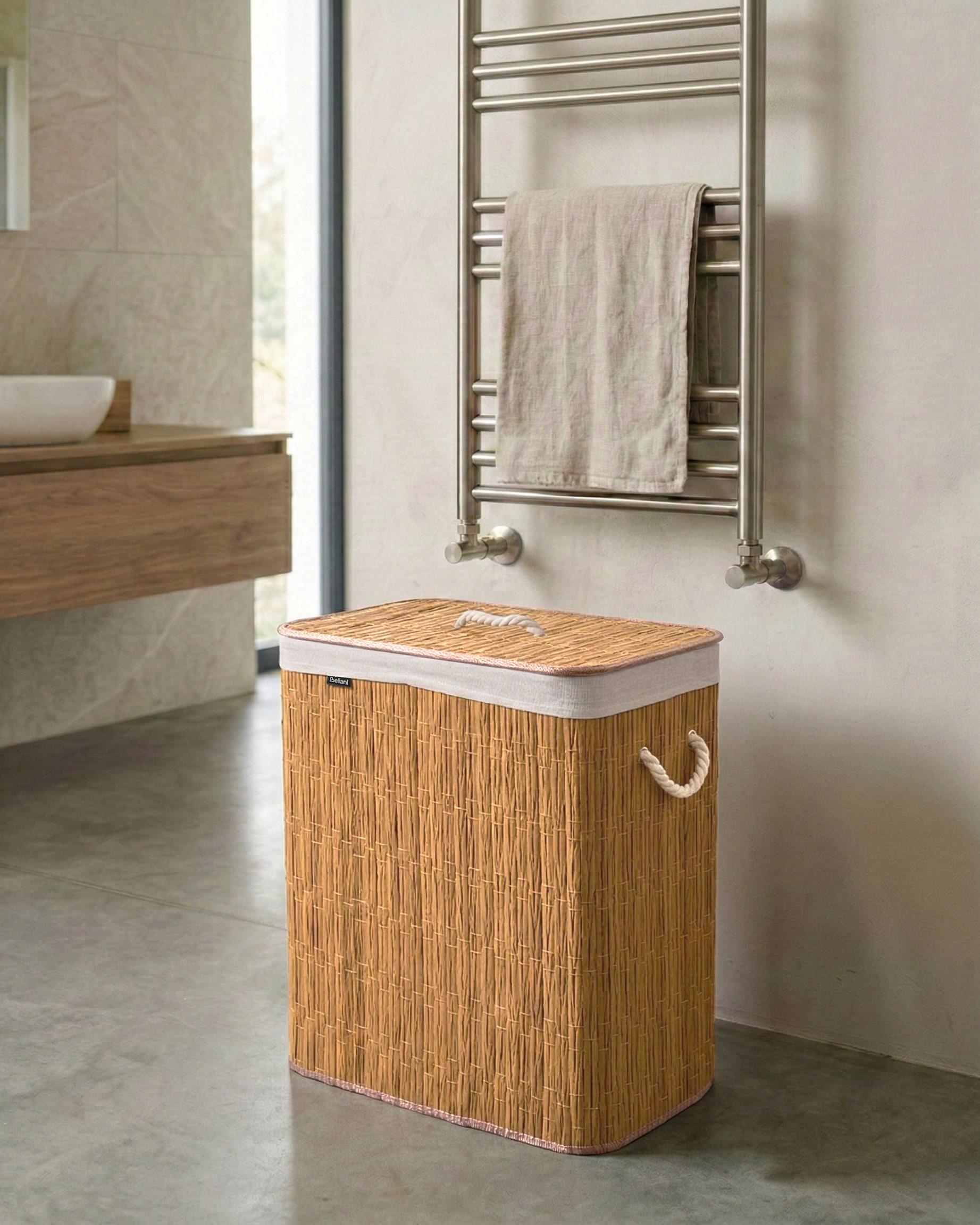 Laundry Basket with Lid ARRAIAS Fabric Brown 100 L