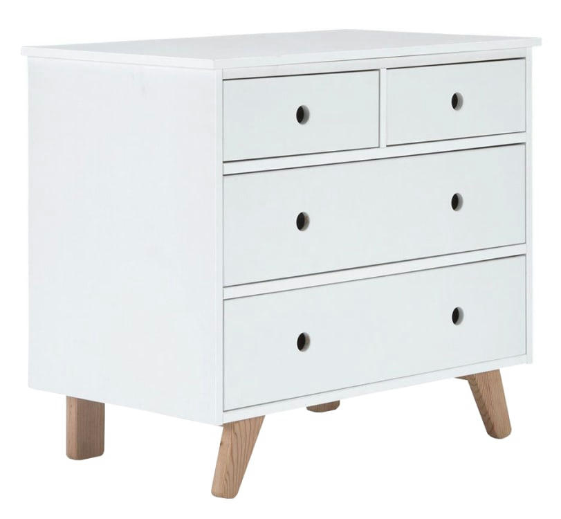 TIPI - Commode enfant 4 tiroirs  blanc   effet bois   51.5x88