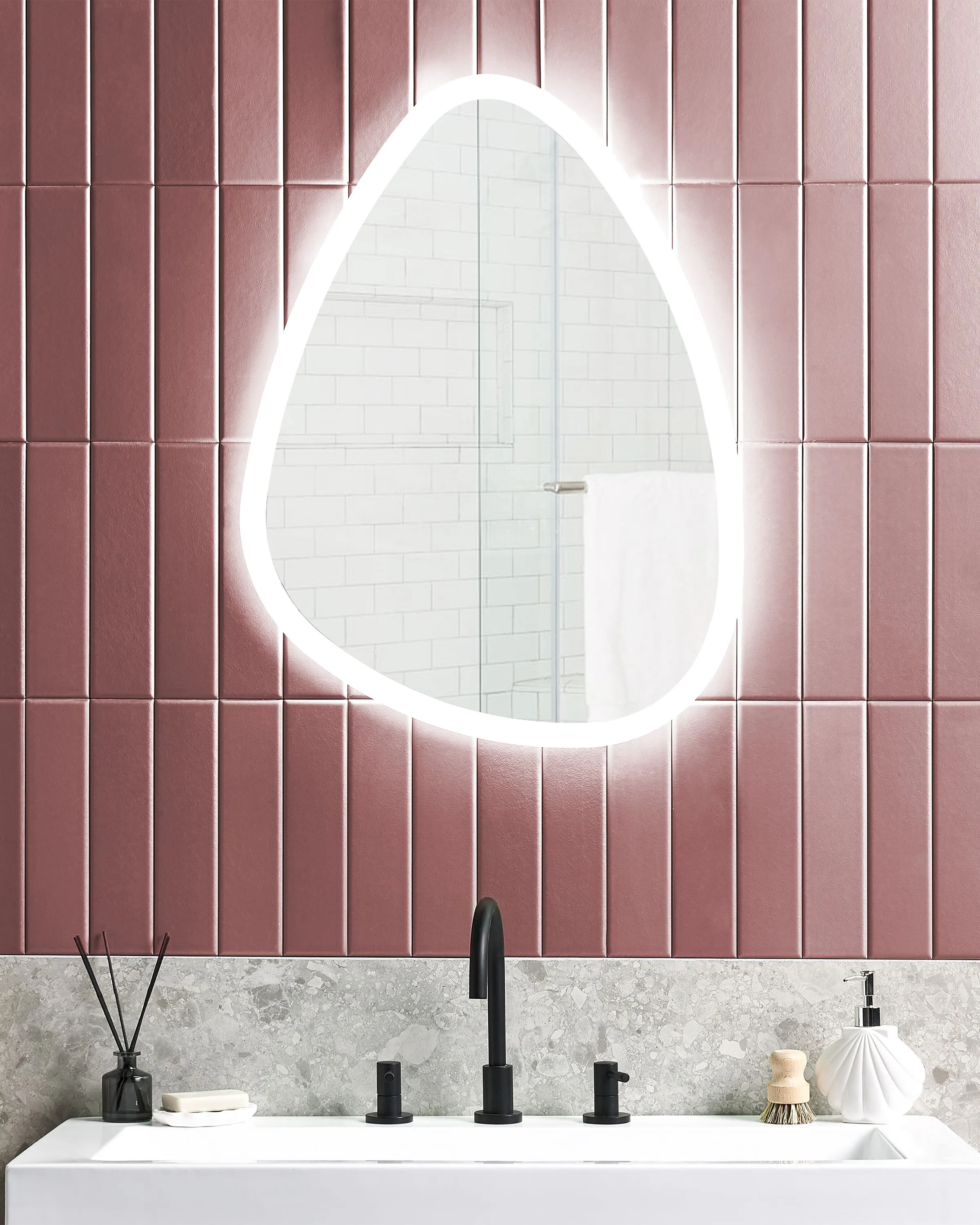 LED Bathroom Mirror BETHUNE 58 cm 78 cm Silver