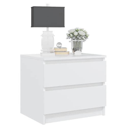 NNEVL Bed Cabinet White 50x39x43.5 cm Chipboard