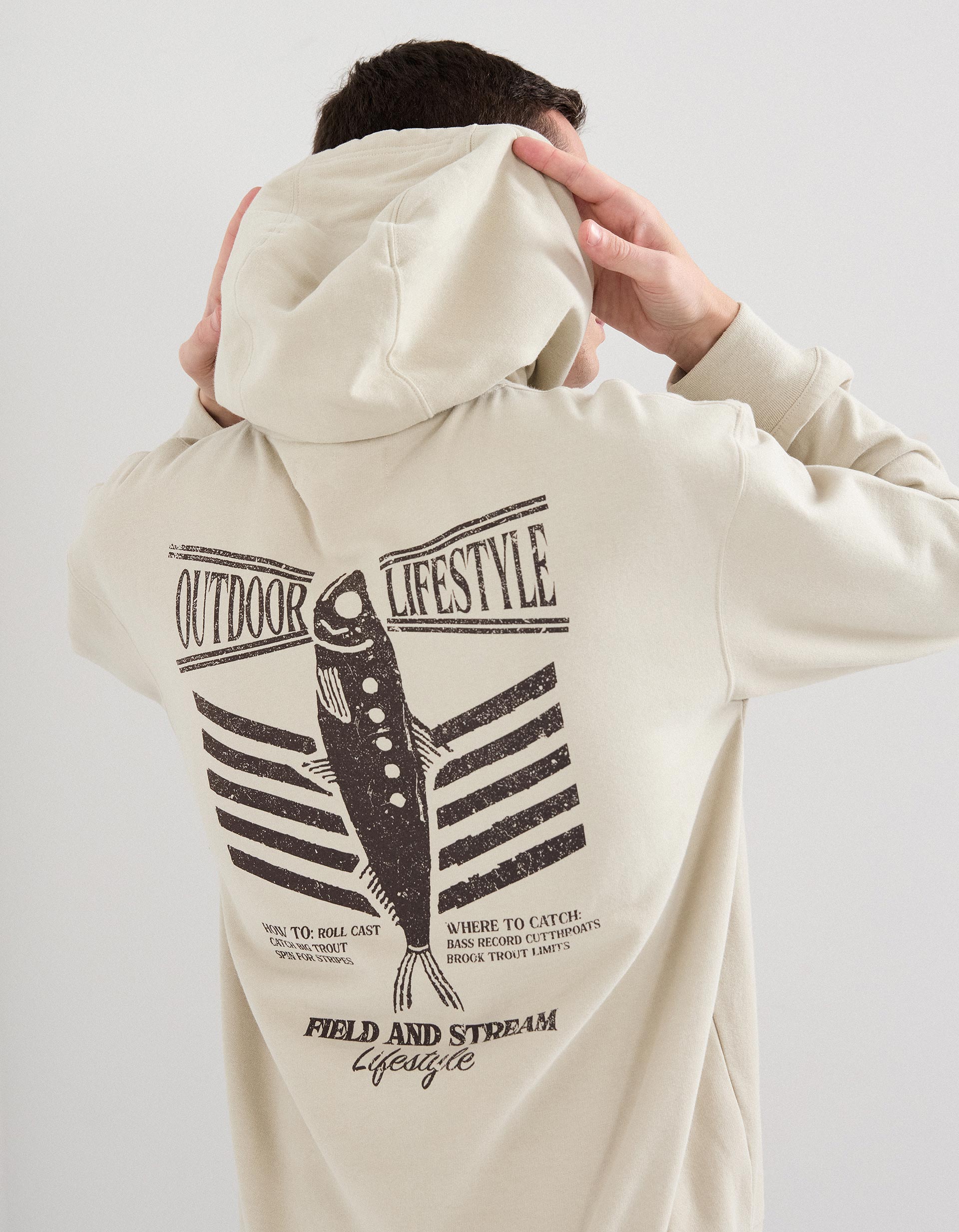 Sweatshirt com Capuz, Homem, Bege
