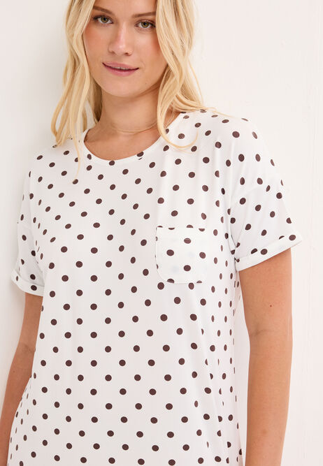 Womens Cream Polka Dot Long Nightdress