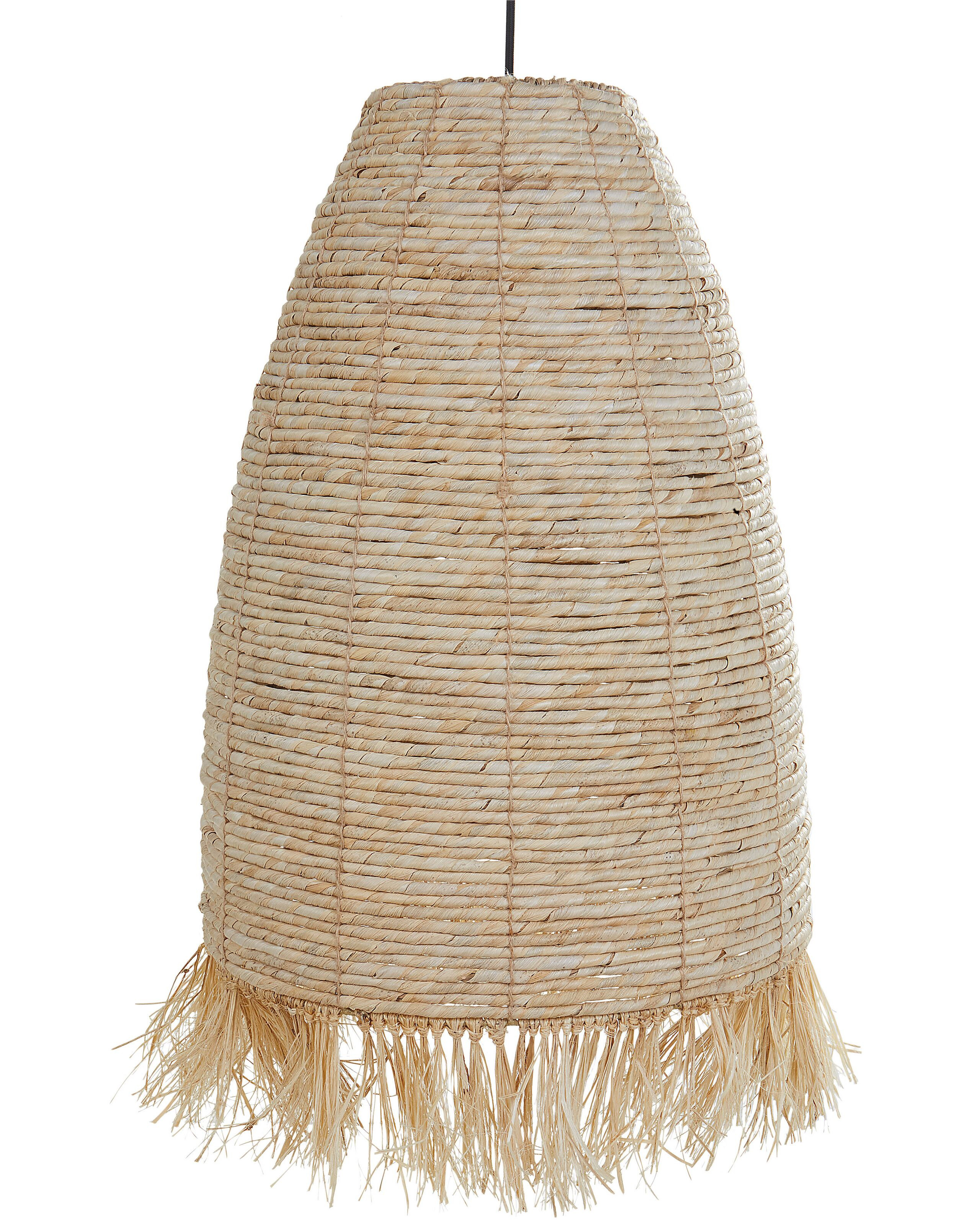 Lampa wisząca klosz z liści kukurydzy naturalna