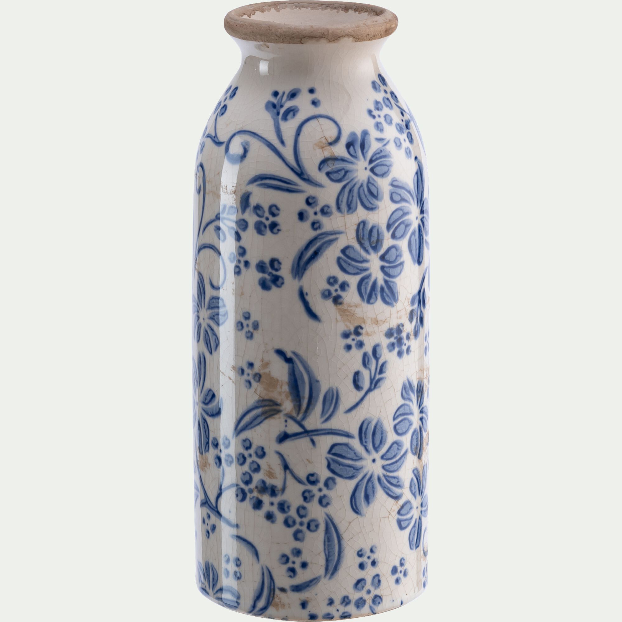 CERASUS - Vase à motif fleuri en céramique H20cm - bleu