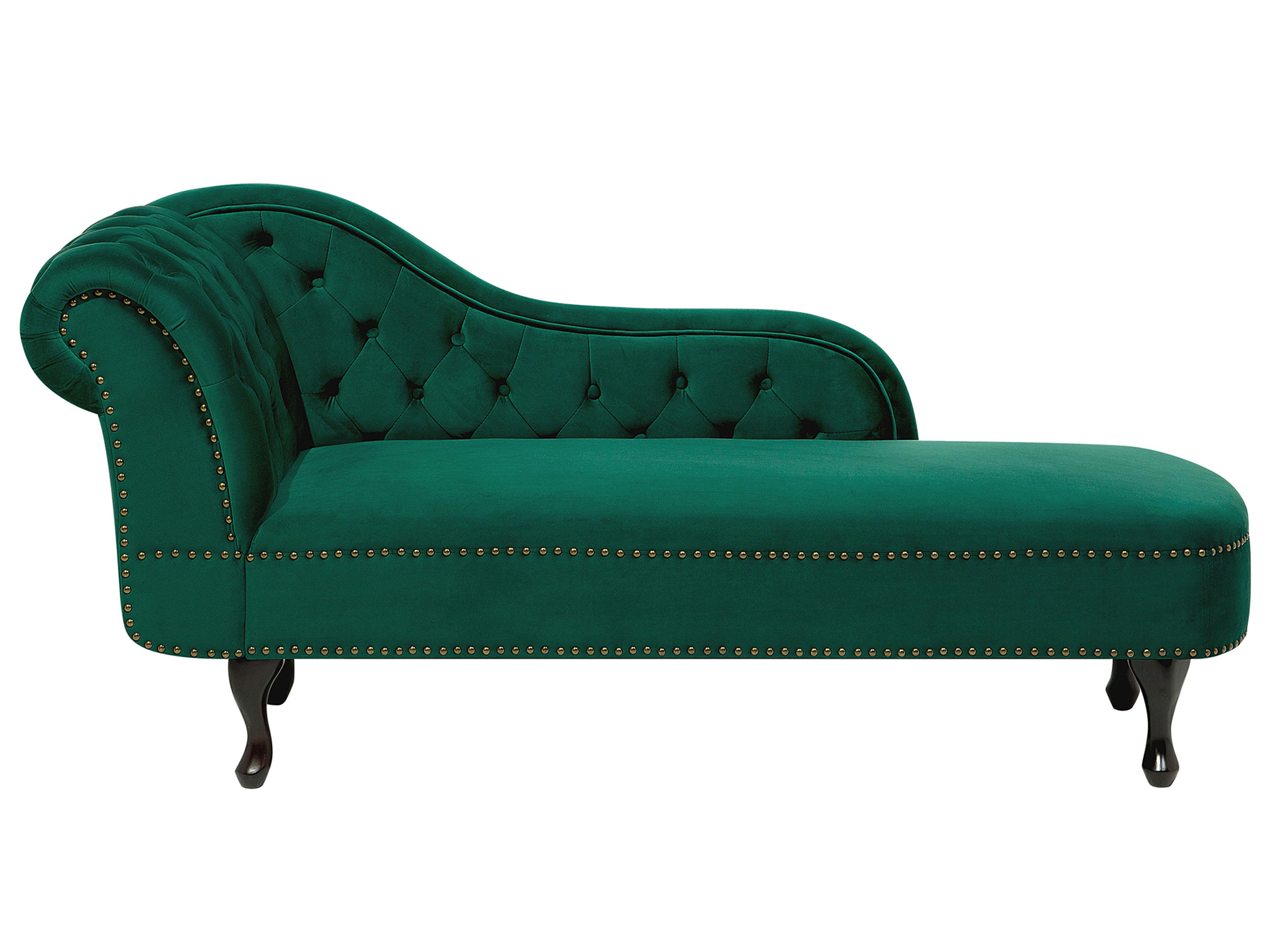 Left-Hand Chaise Longue NIMES Velvet Dark Green