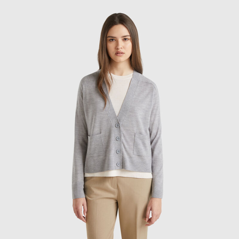 Cardigan in pure Merino wool