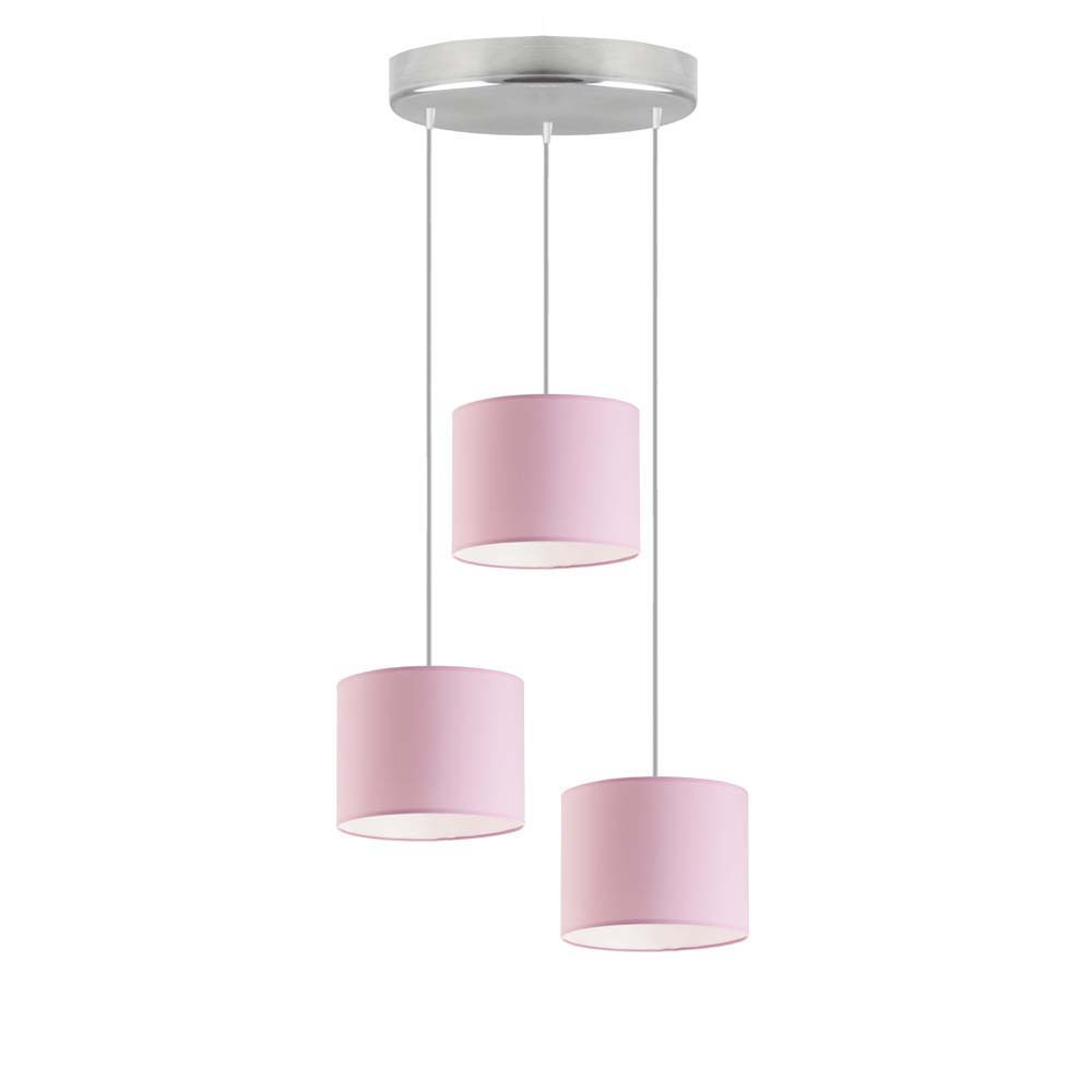 Lampa 3-punktowa PUEBLO loft Stal szczotkowana/ Jasny Różowy