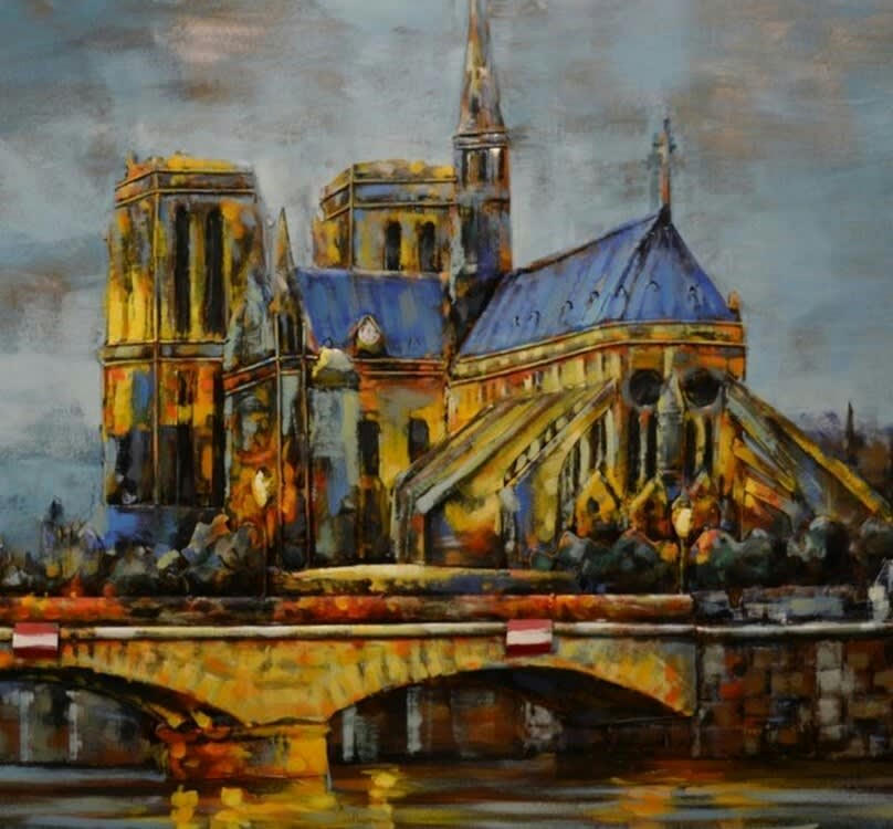 MÉTAL BRASS - Tableau relief en métal notre dame de paris 120x80