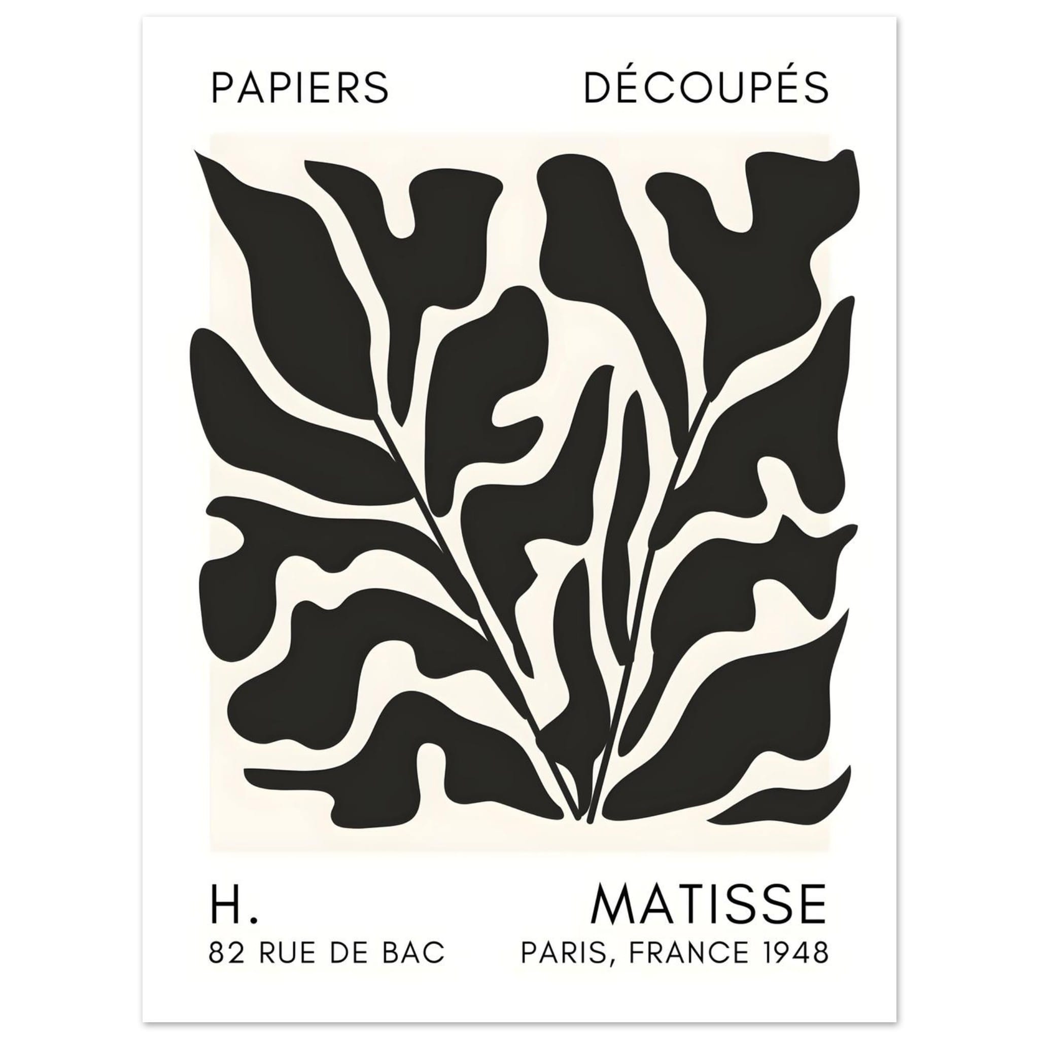 Artfulprints Poster Matisse – Seabed shapes black  - 30x40 cm - Zwart