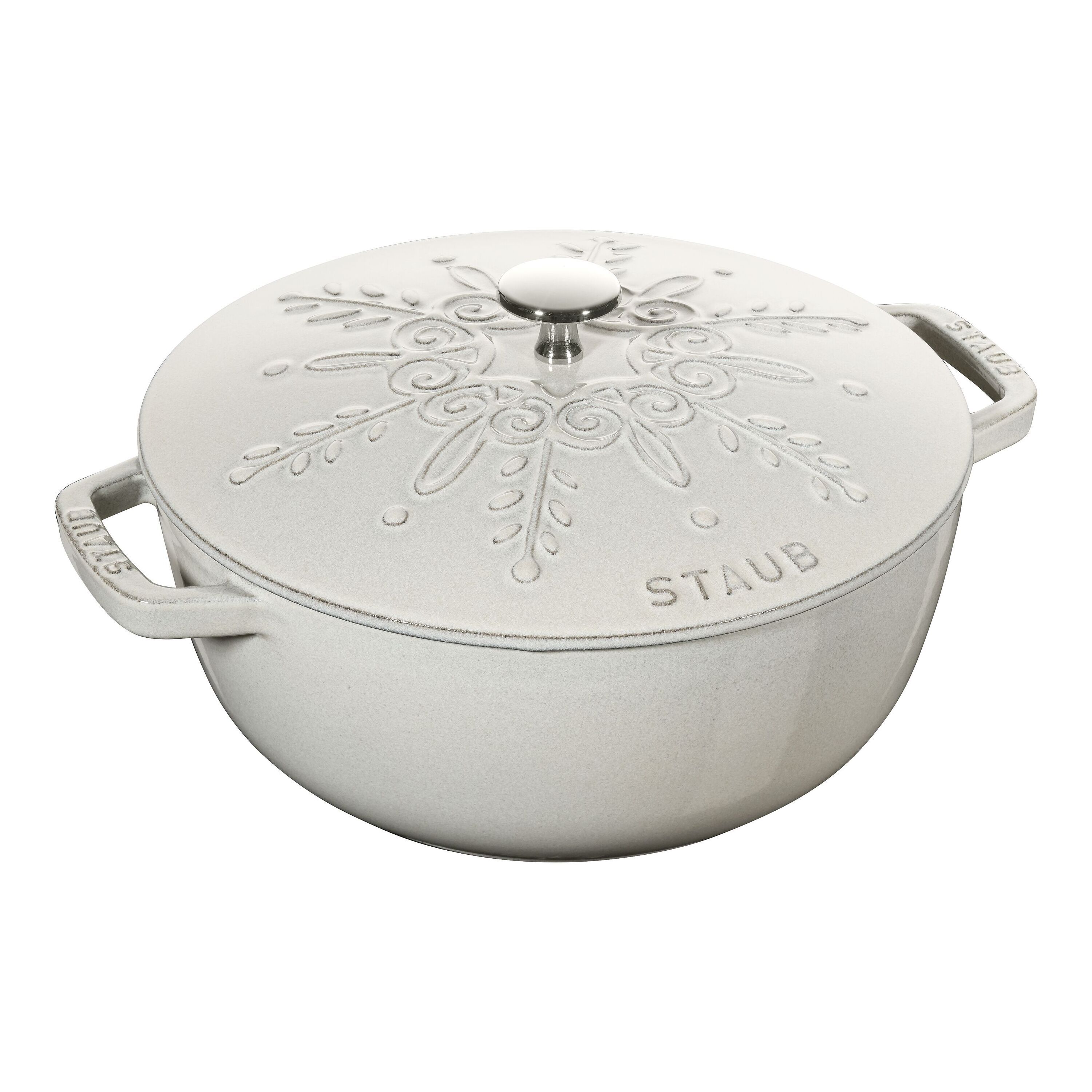 24 cm round Cast iron French oven snowflake white truffle