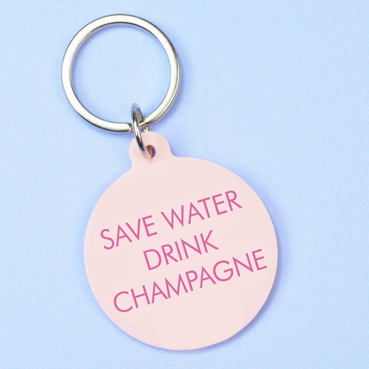 Flamingo Candles Save Water Drink Champagne Keyring
